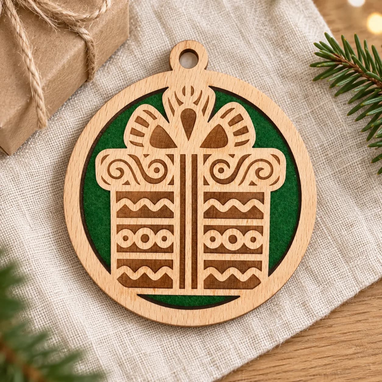Weihnachtsanhänger aus Holz mit Weihnachtsmotiv 6