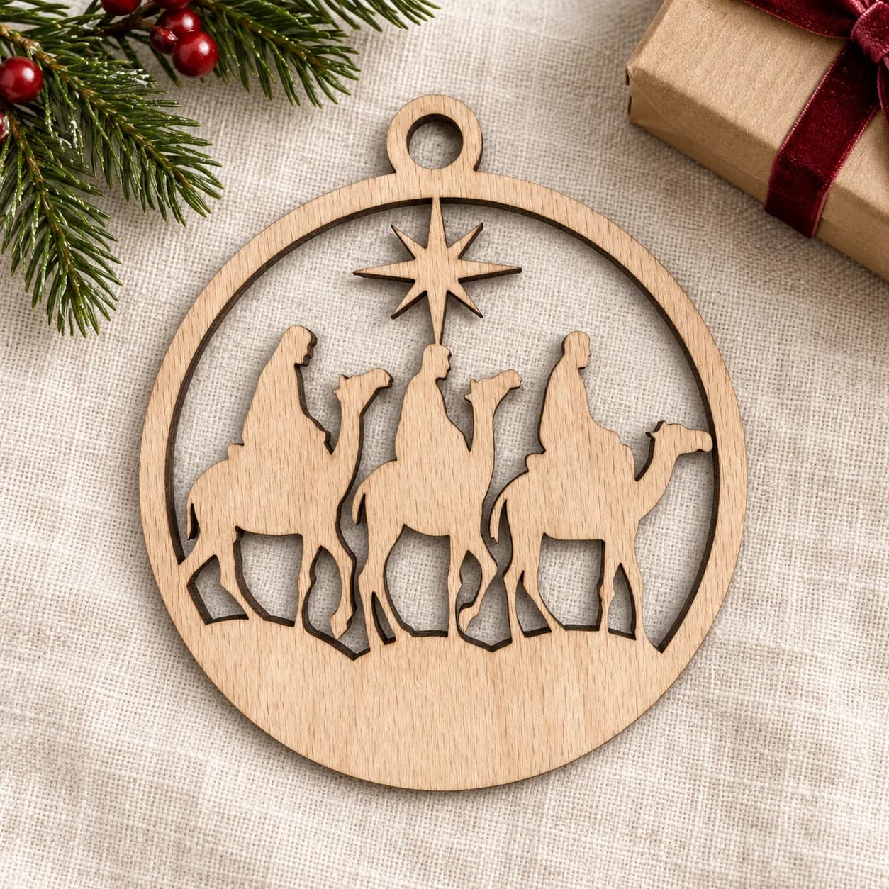 Holz-Christbaumschmuck Heilige Nacht 1