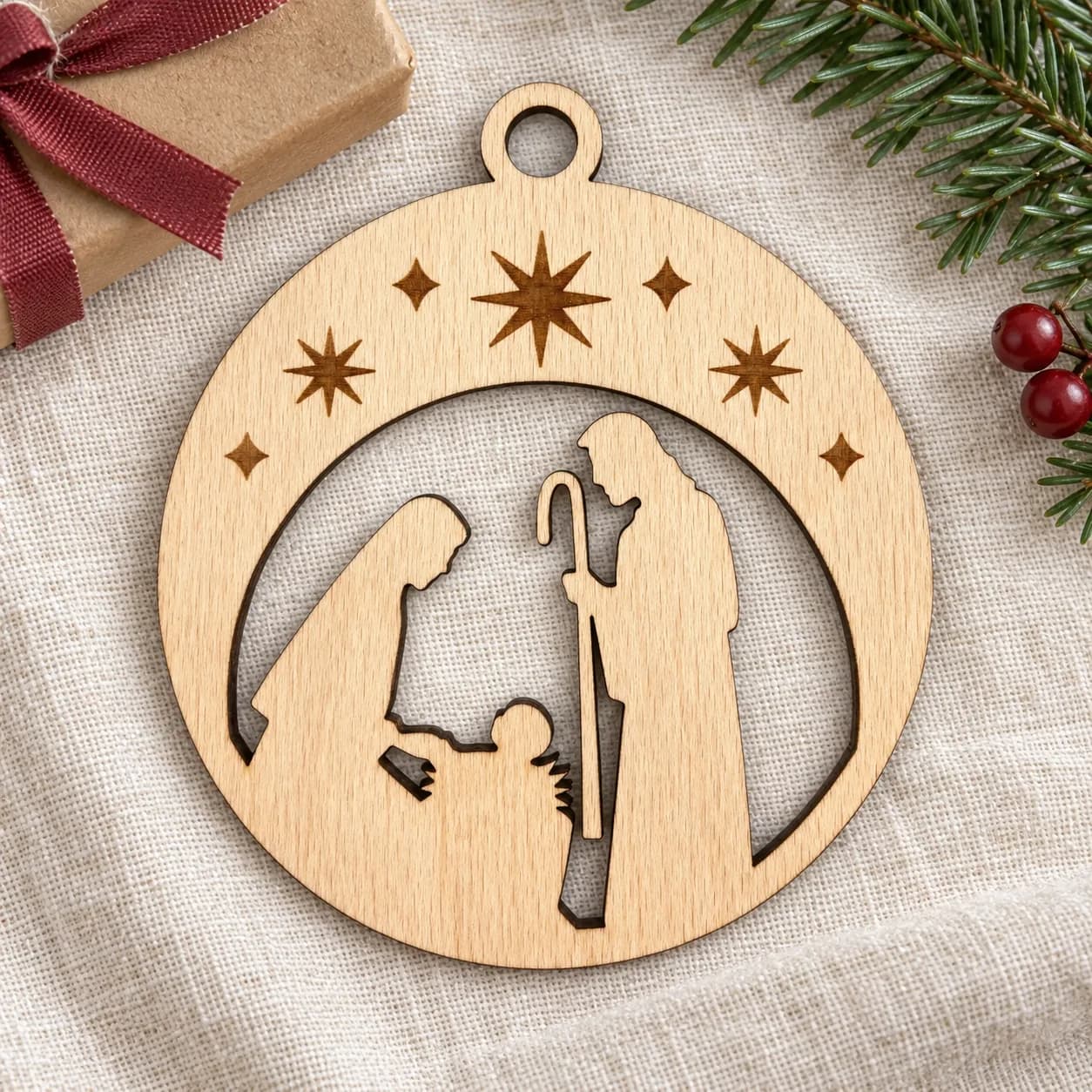 Holz-Christbaumschmuck Heilige Nacht 3