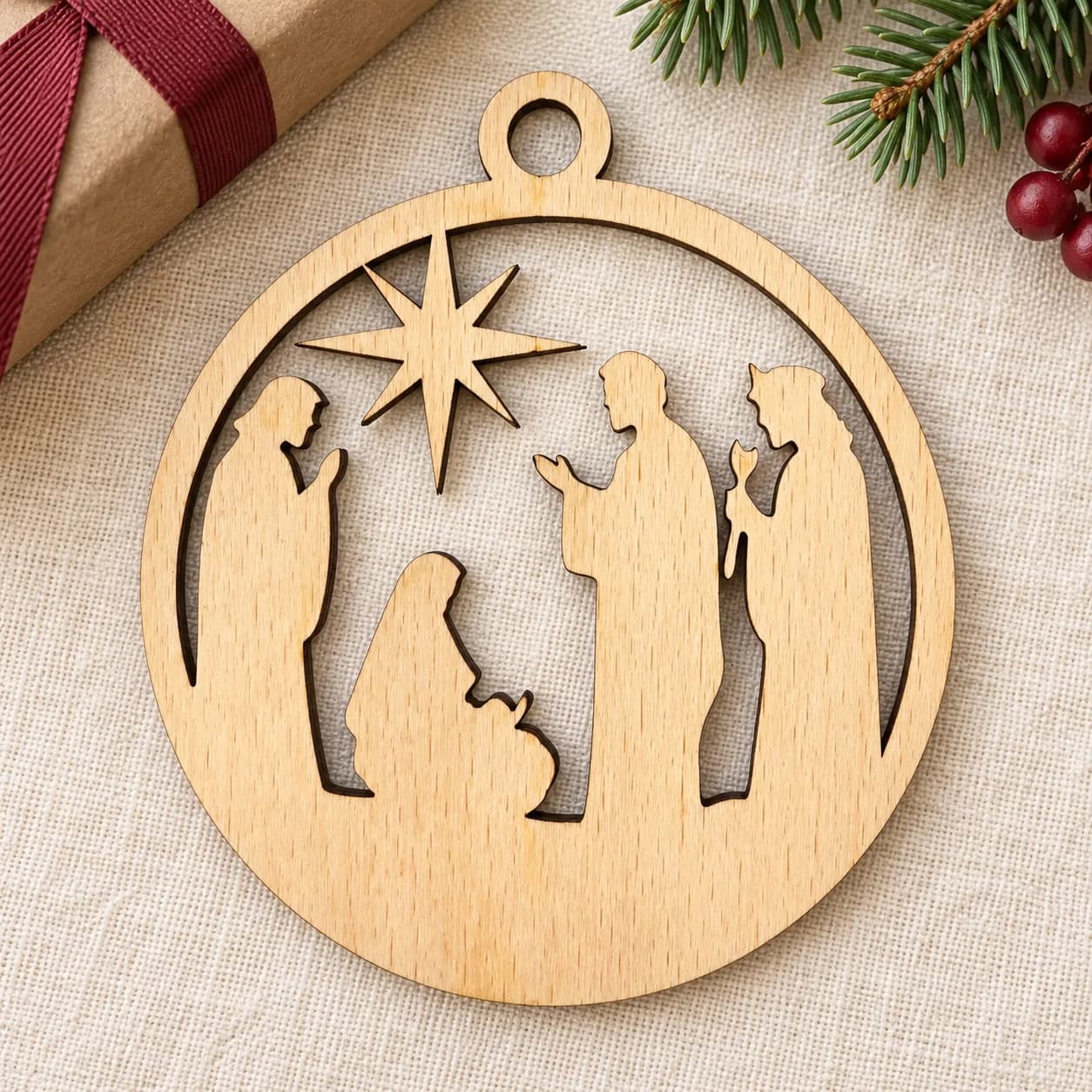 Holz-Christbaumschmuck Heilige Nacht 4