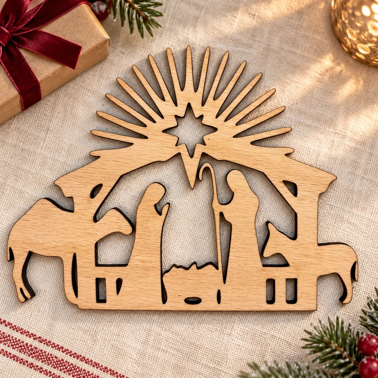 Holz-Weihnachtsanhänger Heilige Nacht 7