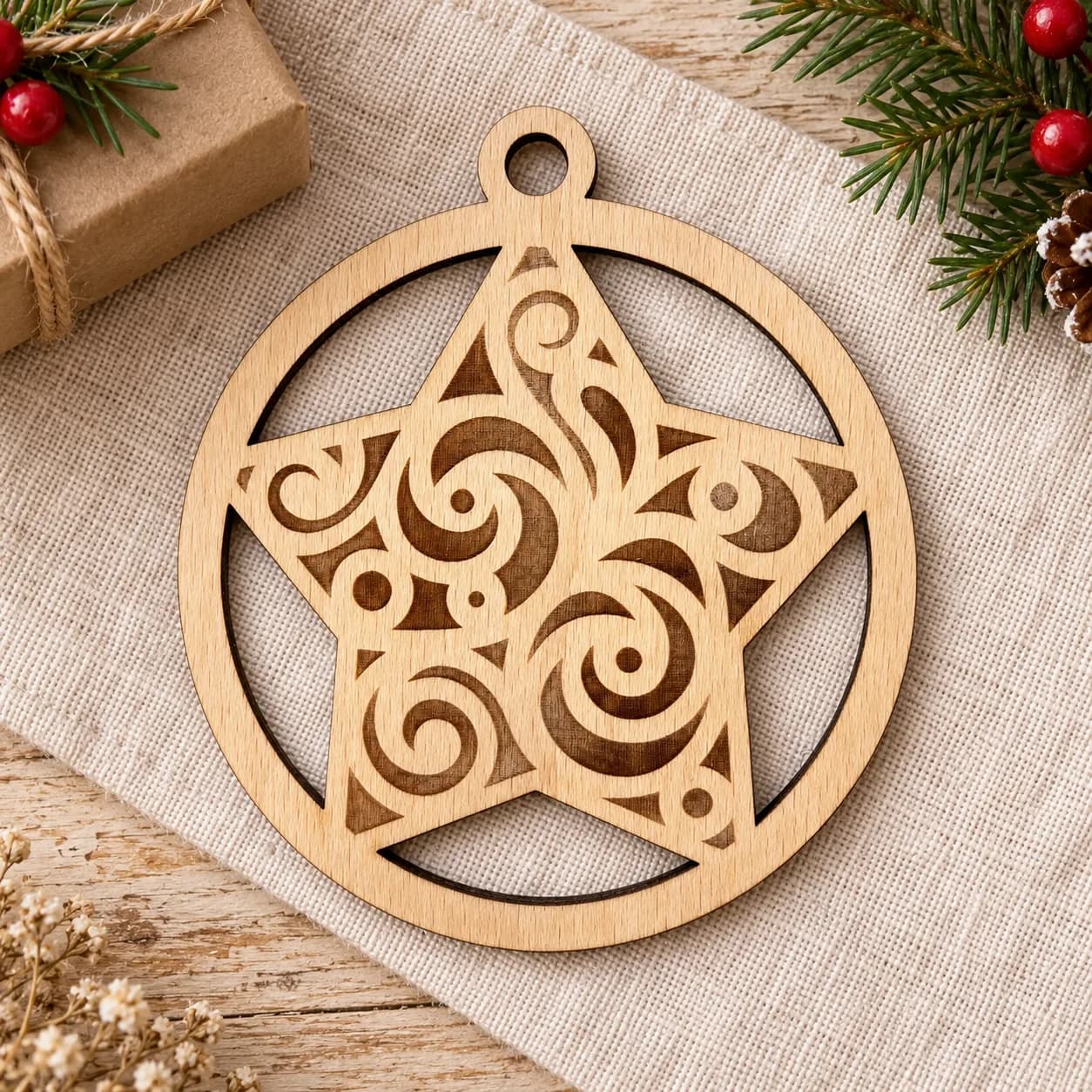 Holz-Christbaumschmuck – Weihnachtsmotiv 6