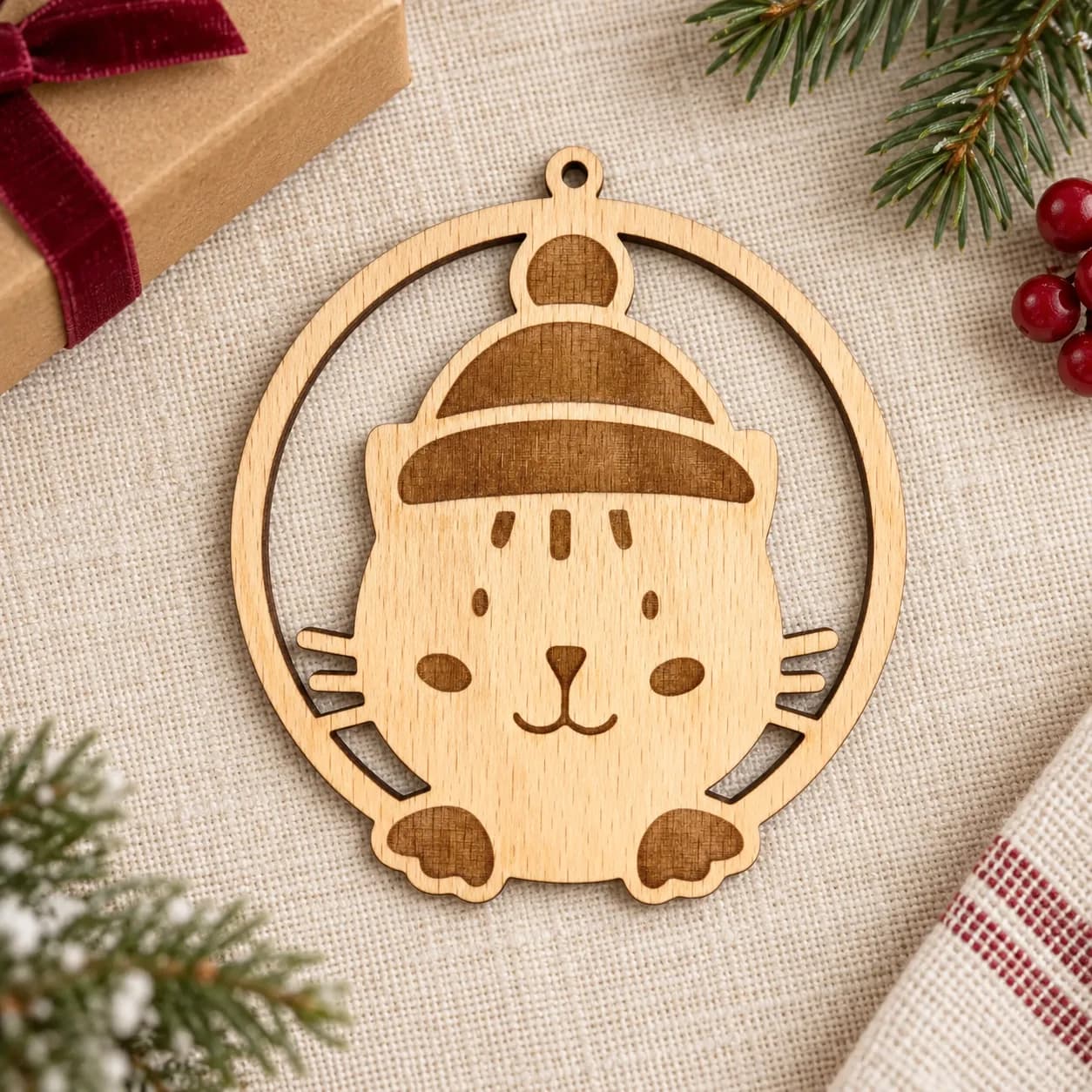 Ornament de Crăciun din lemn Animăluț 18