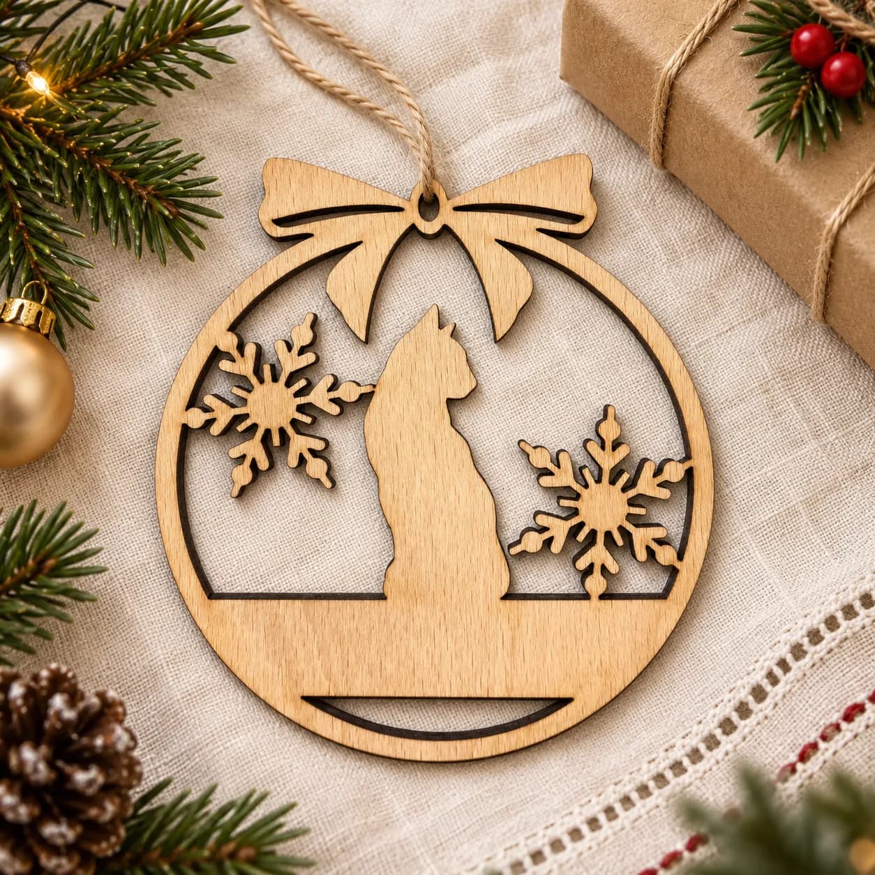 Ornament de Crăciun din lemn Animăluț 19
