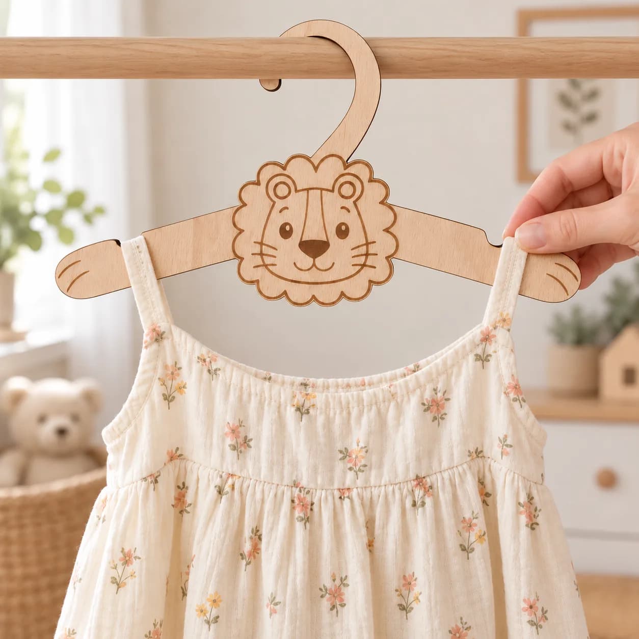 Kindergarderobe aus Holz – Löwe