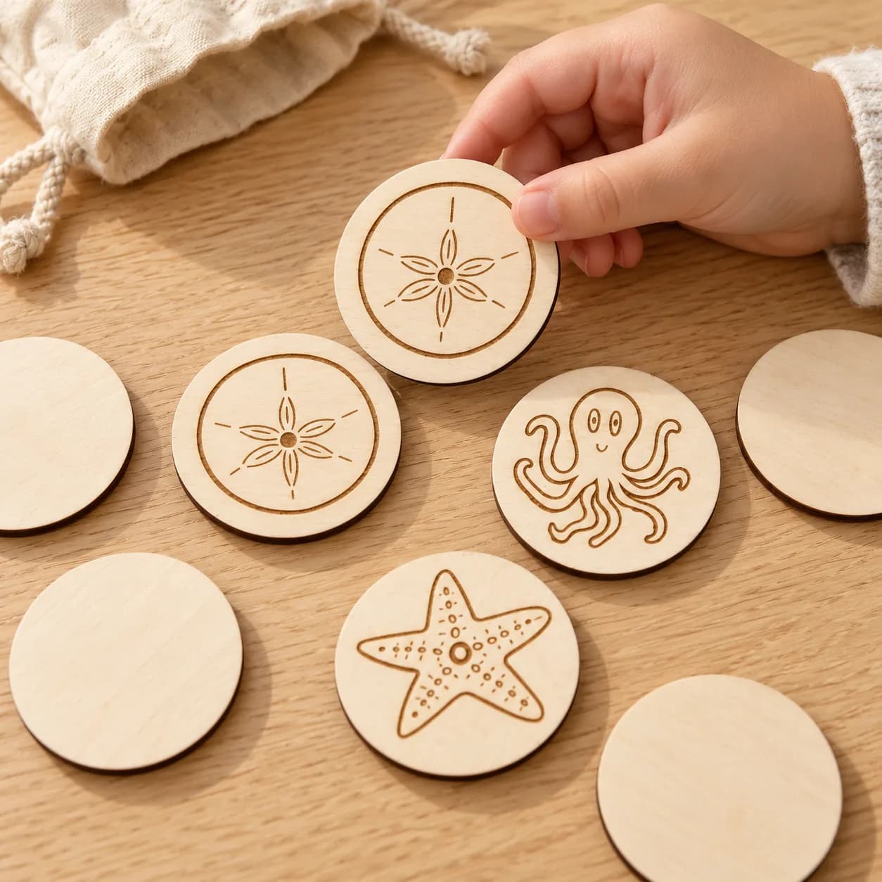 Jeu de mémoire en bois – Océan