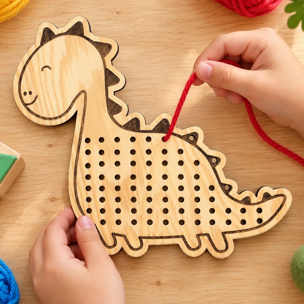 Fűzős fatábla – MiniDots – Dinoszaurusz