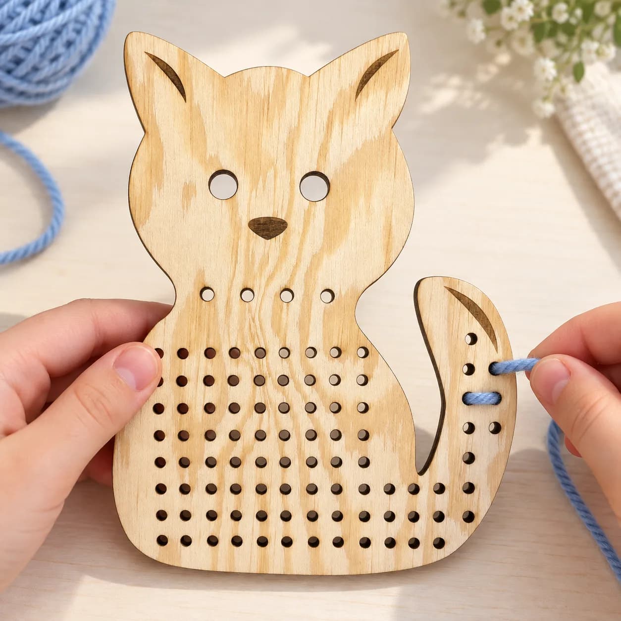 Forme en bois à lacer MiniDots – Chaton