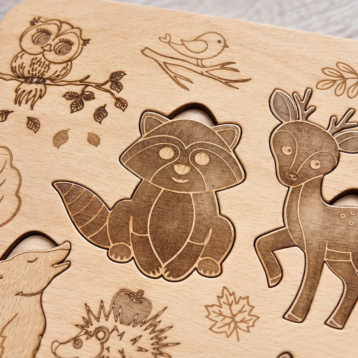 Mysli&Vlož – puzzle din lemn cu incastre – Animale din pădure