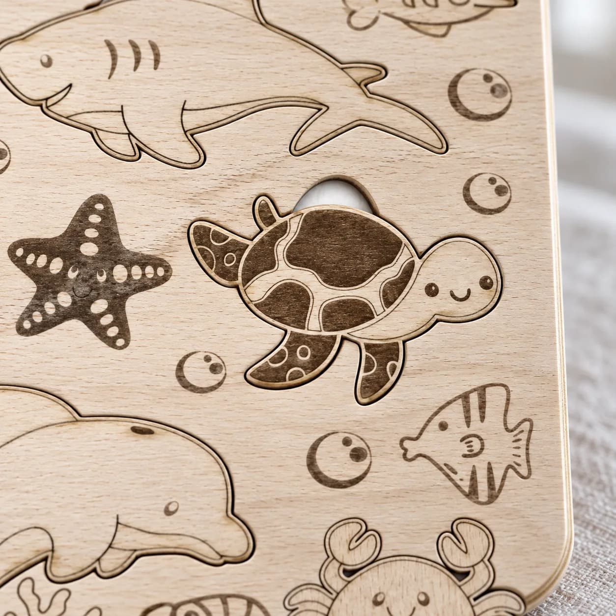 Mysli&Vlož – puzzle din lemn cu incastre – Ocean