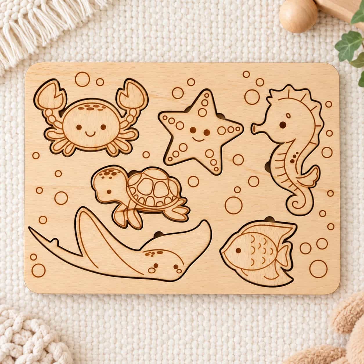 Mysli&Vlož mini – Unterwasserwelt – Kleines Holz-Einlegepuzzle