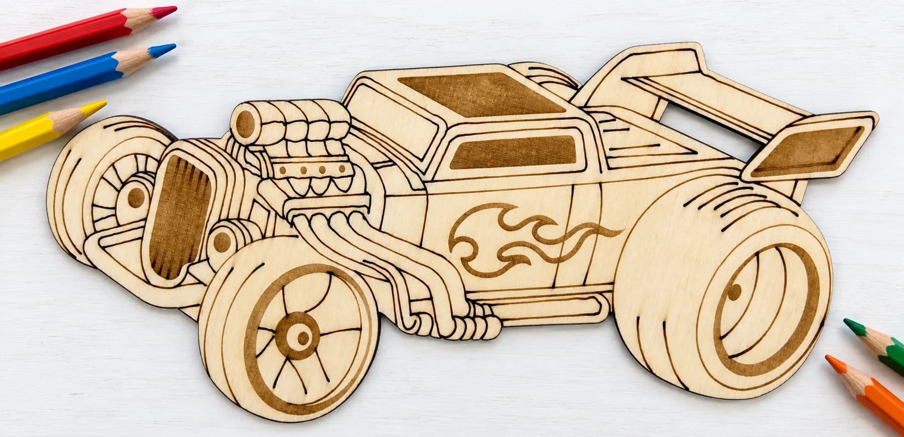 PaintMe – Malbrett aus Holz – Autos – Hot Rod