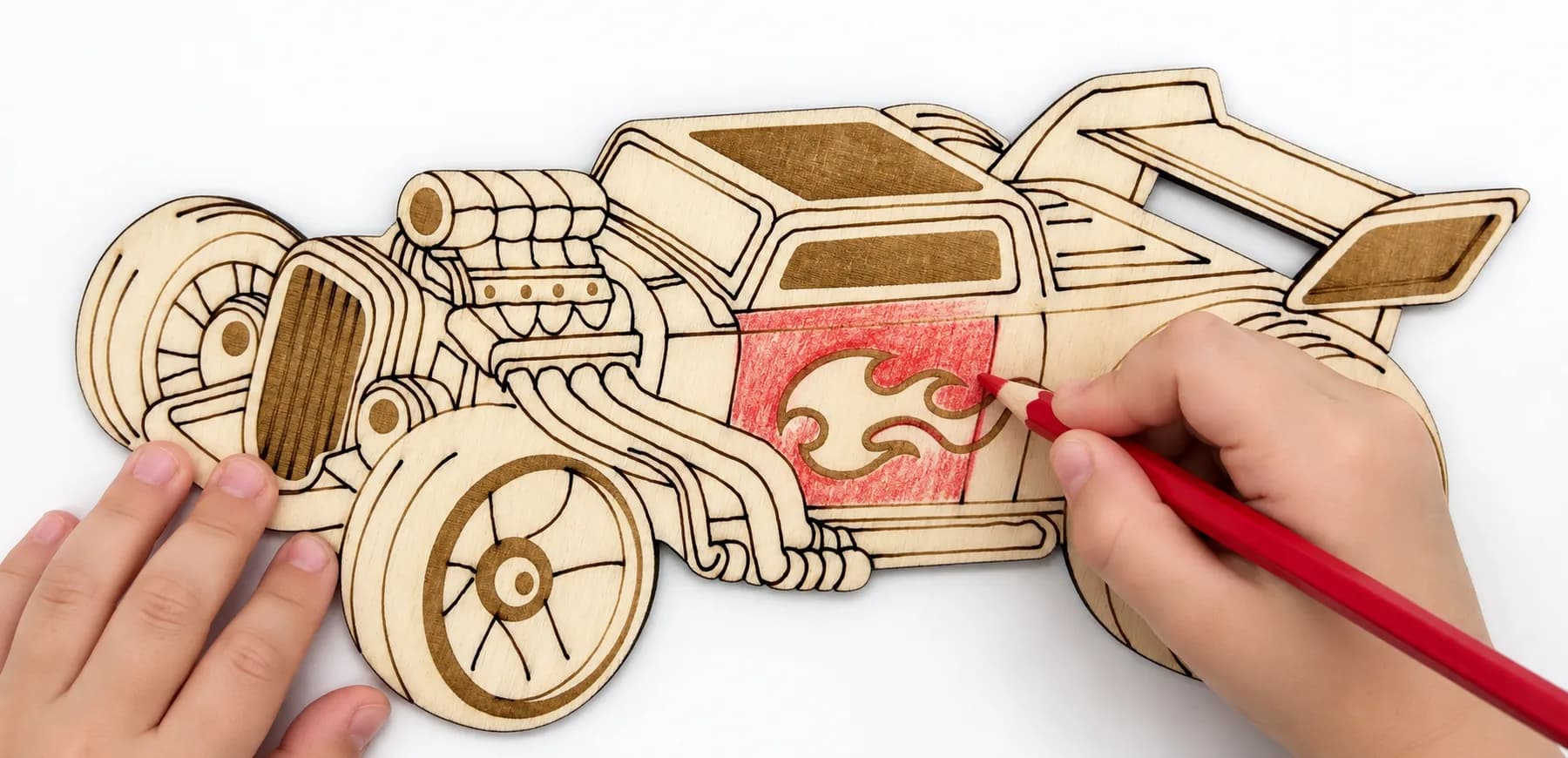 PaintMe – Malbrett aus Holz – Autos – Hot Rod