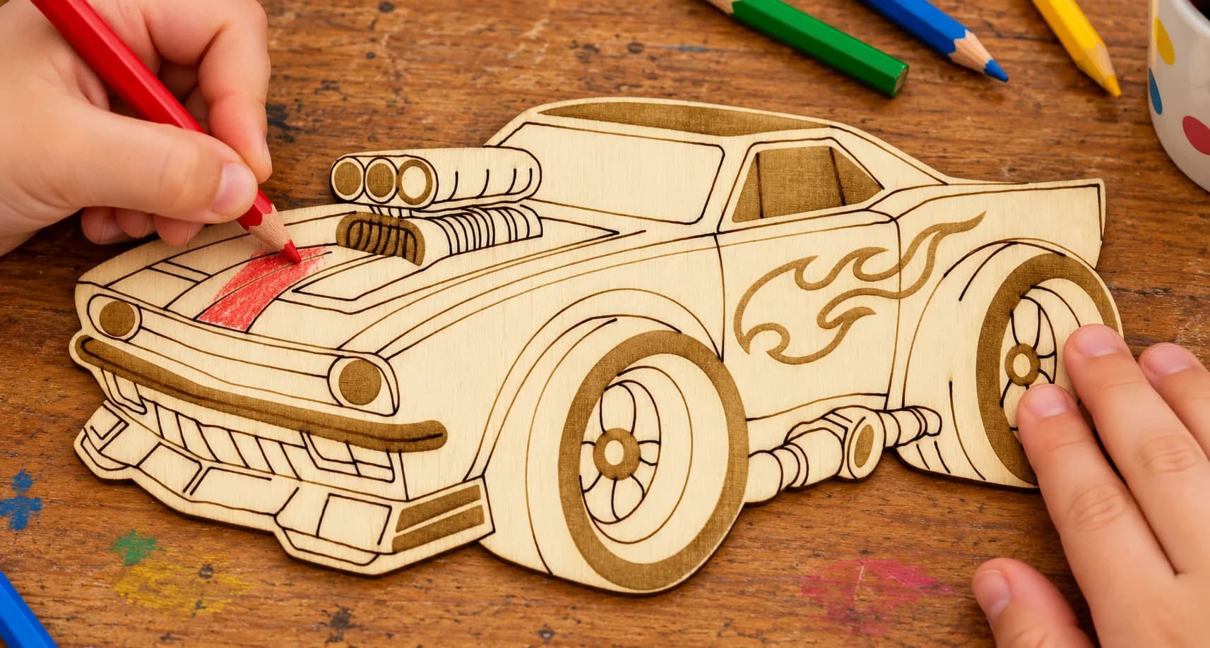 PaintMe – Dřevěná omalovánka – Auta – Tuning muscle car