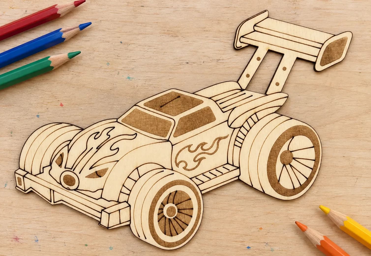 PaintMe – Planche à colorier en bois – Voitures – Turbo buggy