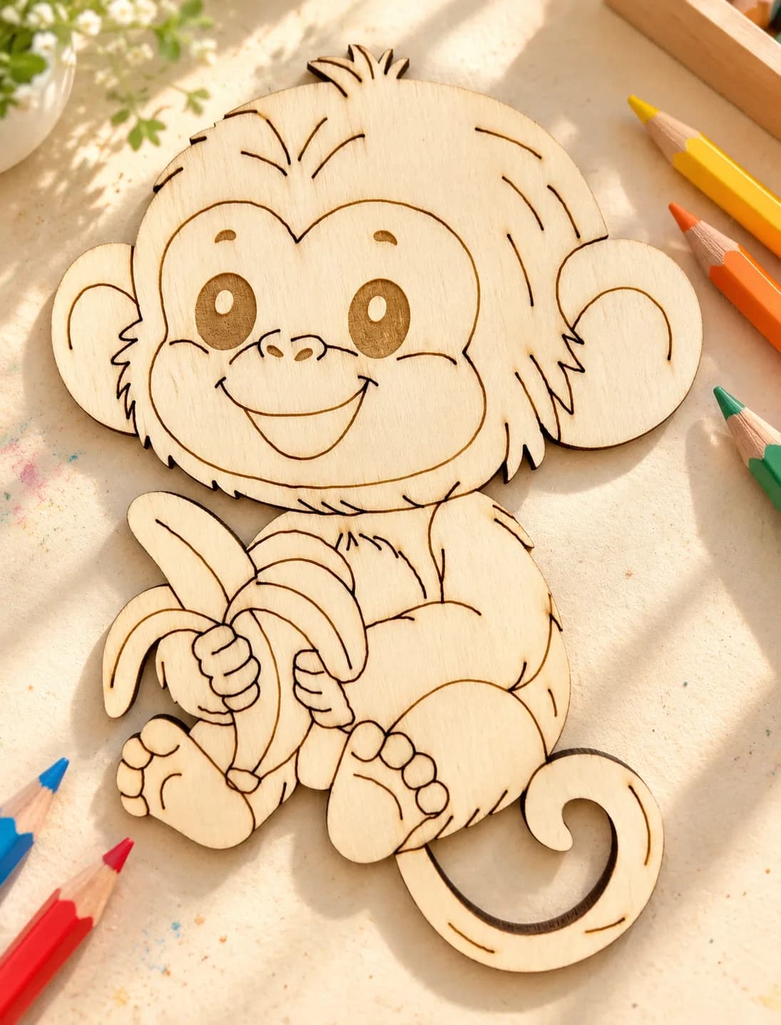 PaintMe drevená omaľovánka – Safari opička s banánom