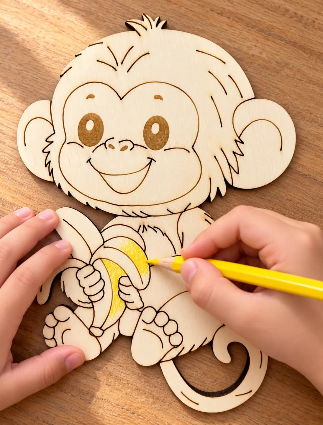 PaintMe drevená omaľovánka – Safari opička s banánom